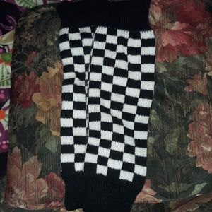 Black and white leg warmers